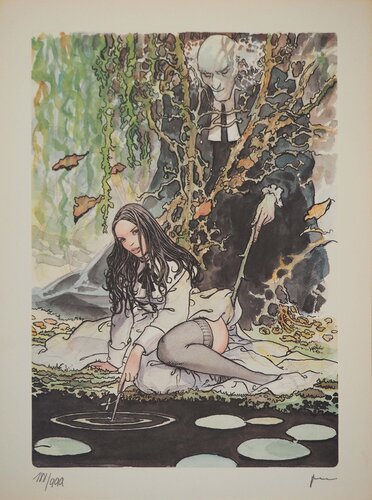 Jeune femme et esprit voyeur, Lithographie signée by Milo Manara, Print for Sale on Singulart