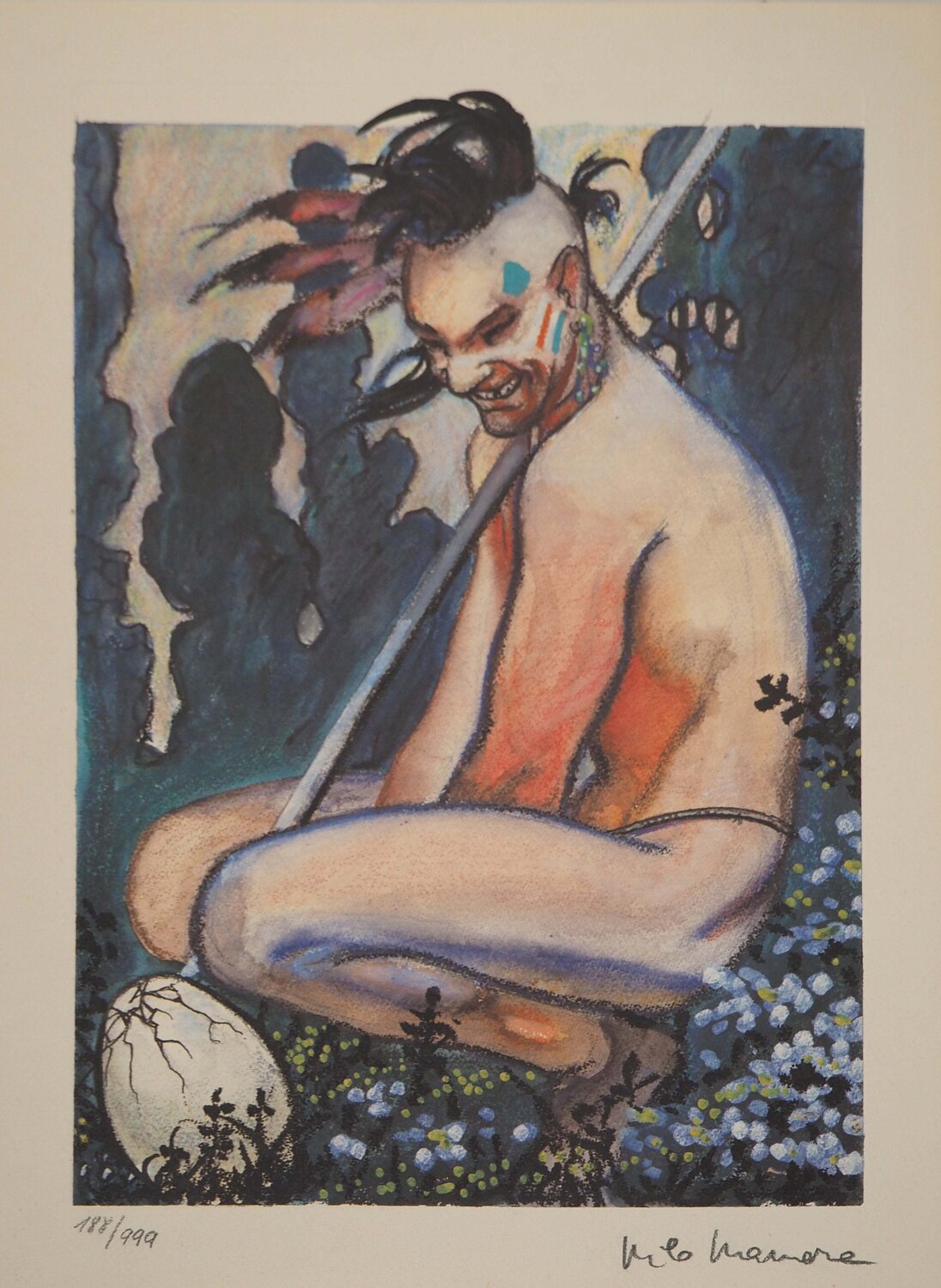 Indien à la lance, Lithographie signée Milo Manara Print for sale