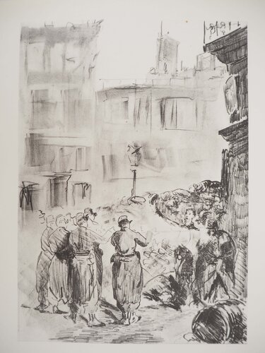 La Commune de Paris, une barricade, Héliogravure di Édouard Manet, Stampa in vendita su Singulart