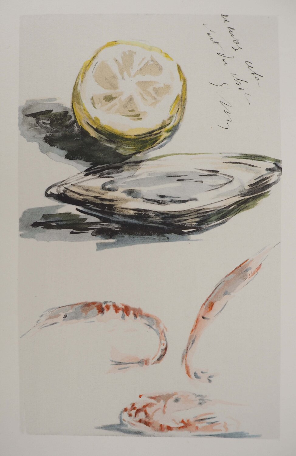 Bretagne, Coquillages et crustacés, Lithographie signée Édouard Manet Stampa in vendita