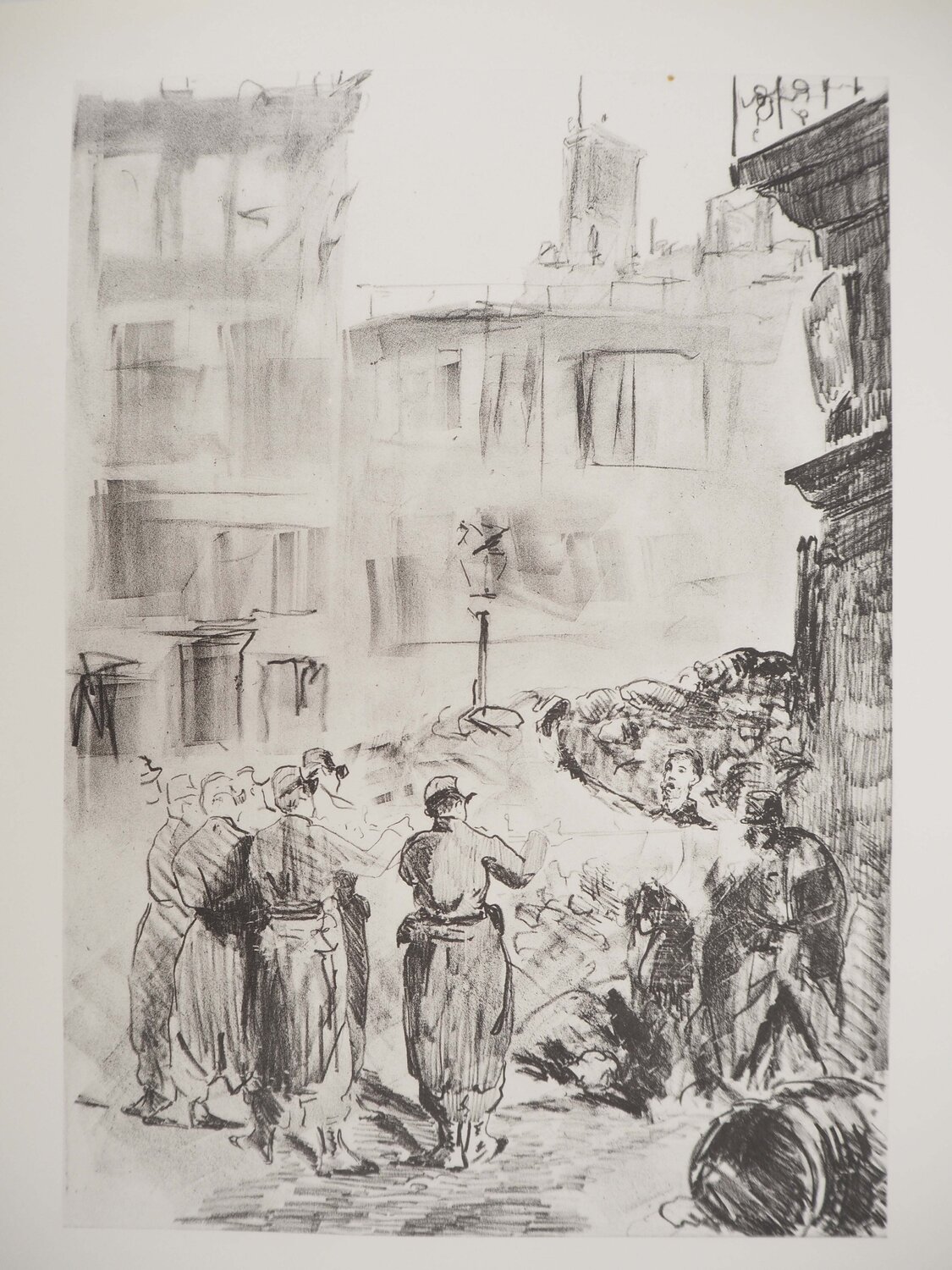 La Commune de Paris, une barricade, Héliogravure Édouard Manet Stampa in vendita