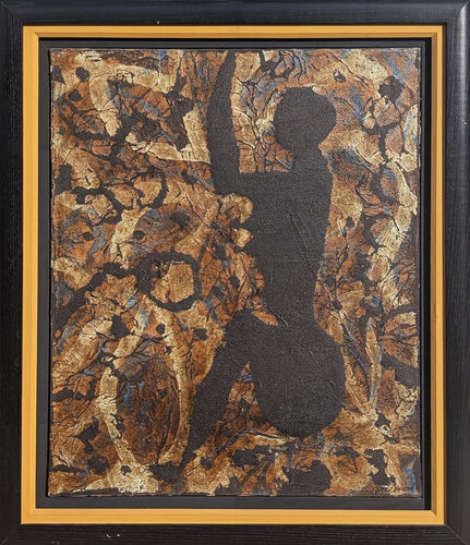 “Indigene I” Modern Abstract Neutral Toned Mixed Media Figure Painting by Pierre Marie Brisson, Painting for Sale on Singulart