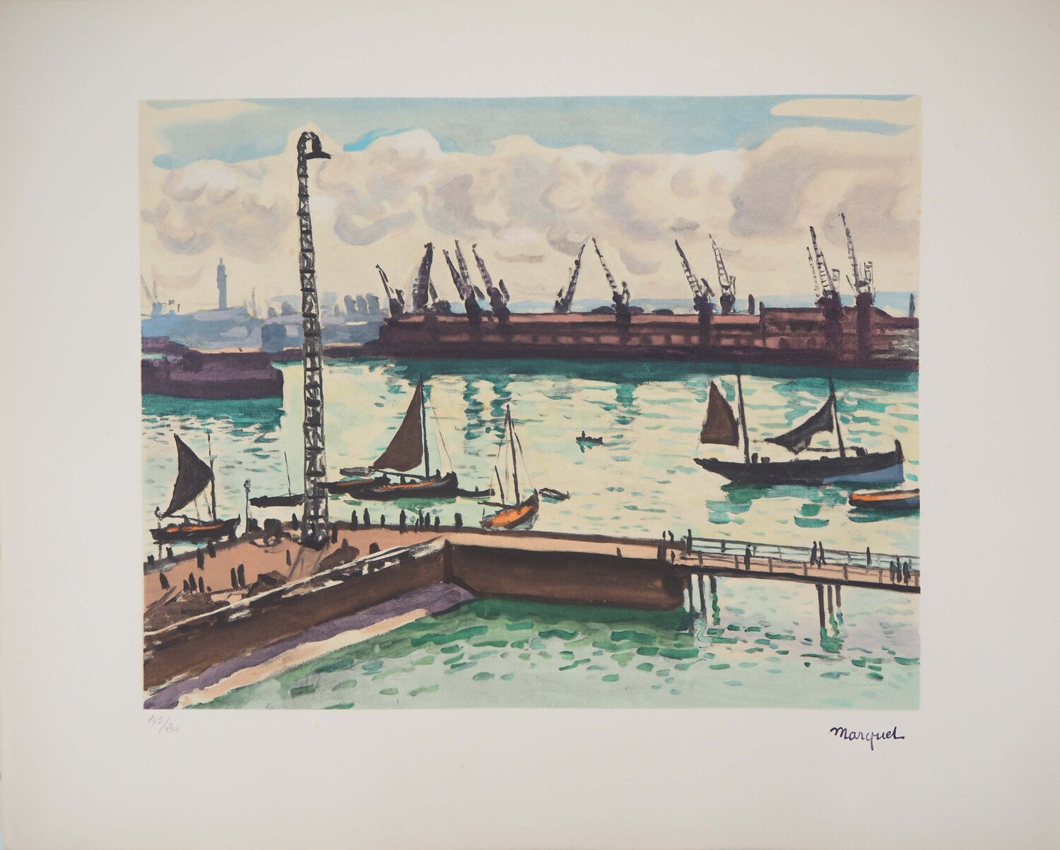 Normandie, le Havre, Lithographie signée Albert Marquet Afdruk te koop
