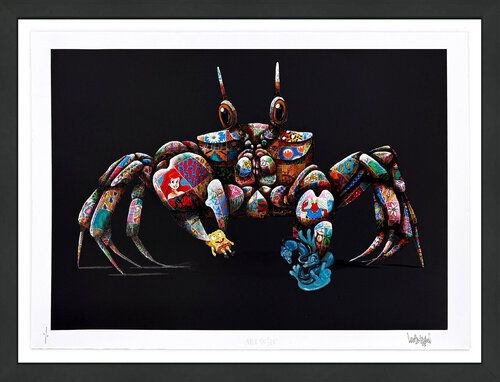 Under The Sea, Unique 1/1 Hand Finished Screen Print, Black with Gold Leaf de Louis Masai, Impresión a la venta en Singulart