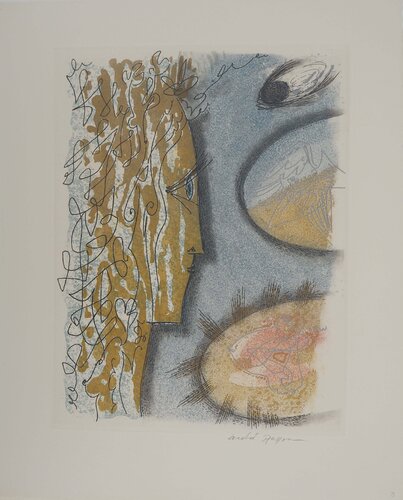 Profil féminin aux sphères, Gravure originale signée van André Masson, Afdruk te koop op Singulart