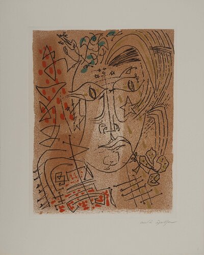 Visage de femme aux oiseaux, Gravure originale signée van André Masson, Afdruk te koop op Singulart