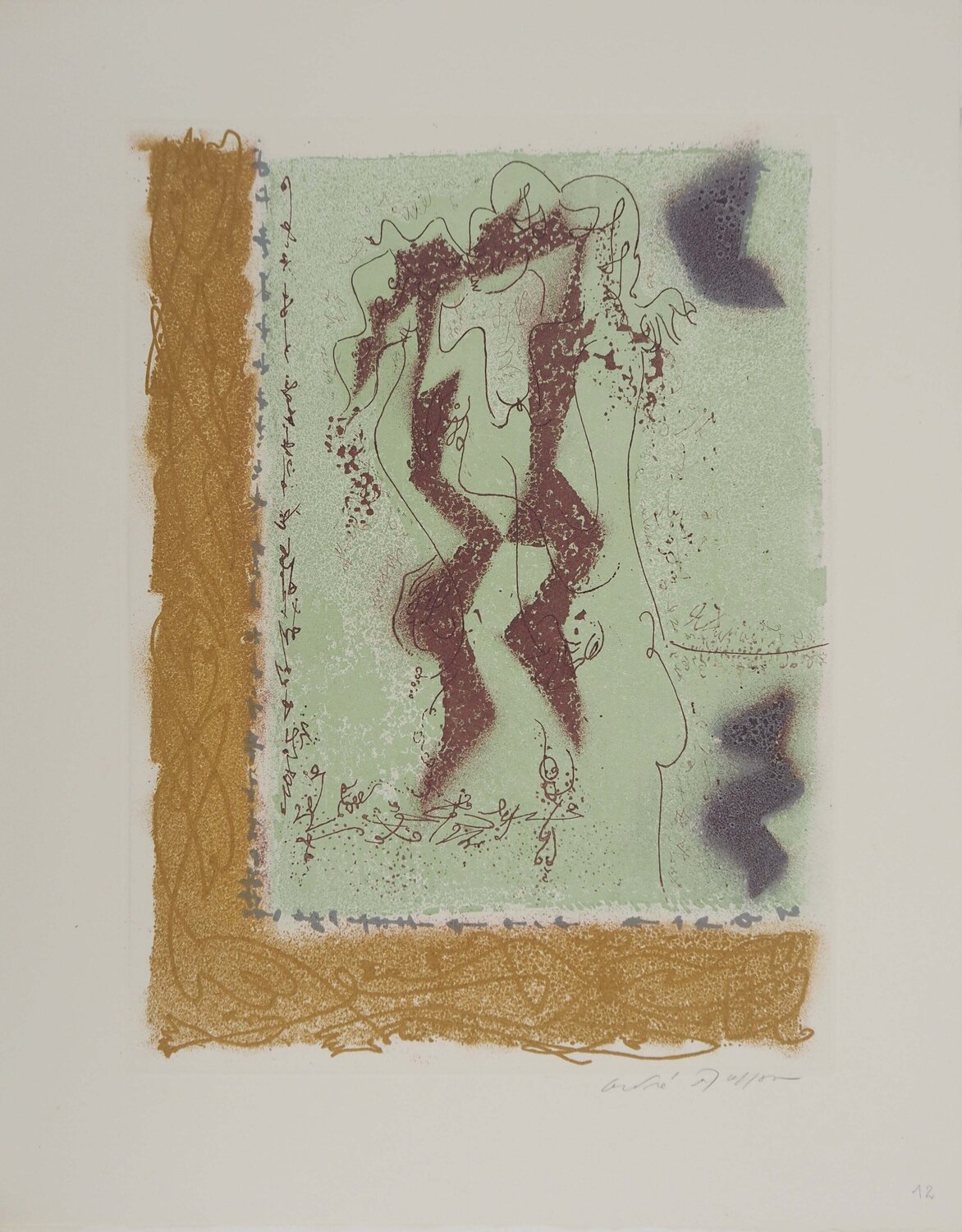 Intimité et séduction, Gravure originale signée André Masson Afdruk te koop