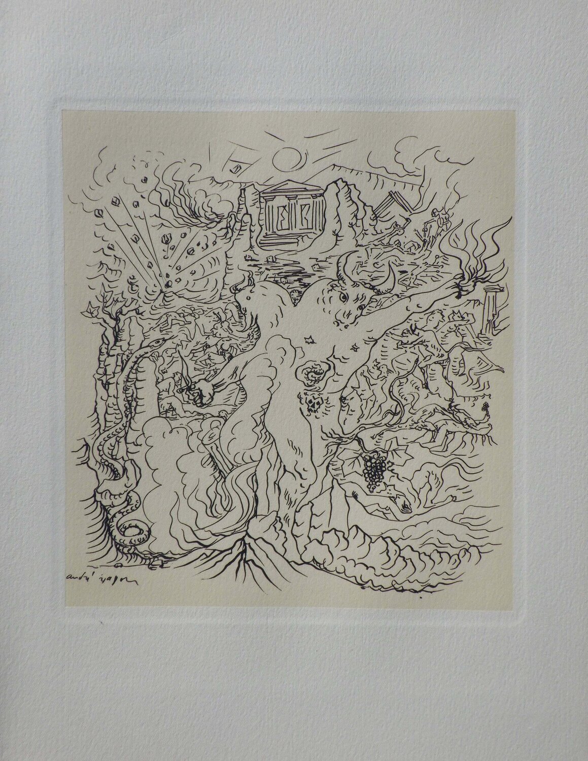 La Grèce tragique, Gravure signée André Masson Afdruk te koop