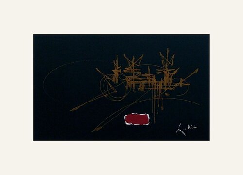Composition fond noir by Georges Mathieu, Print for Sale on Singulart