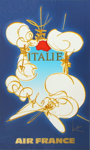  Air France: Italie - 1971 Offset Lithograph 39.25" x 23.5" by Georges Mathieu, Print for Sale on Singulart