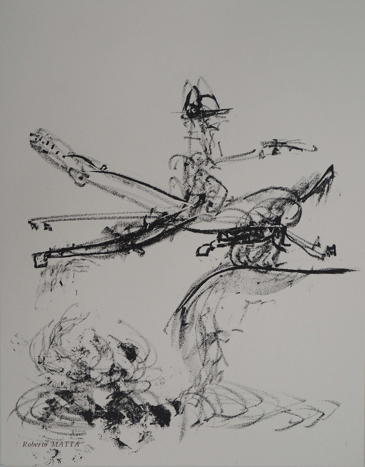 Rodéo, Cowboy surréaliste, Lithographie originale Roberto Matta Druck zu verkaufen