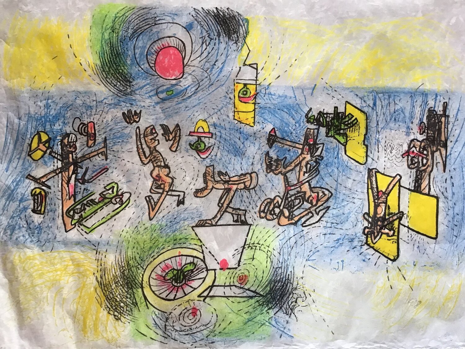 litografia su carta di riso - Nessun titolo Roberto Matta Stampa in vendita