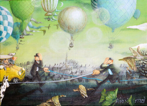 Dog walking von Rie Kono, Malerei kaufen auf Singulart