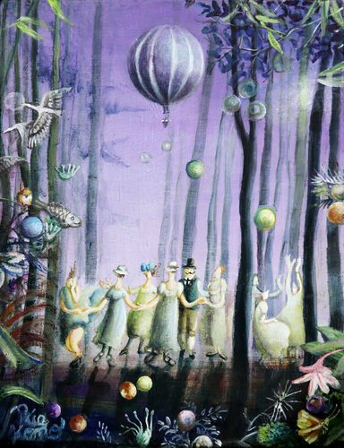 Birthday party for Princess Kaguya van Rie Kono, Schilderij te koop op Singulart