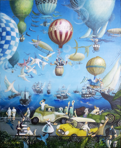 Balloon and Cooper van Rie Kono, Schilderij te koop op Singulart