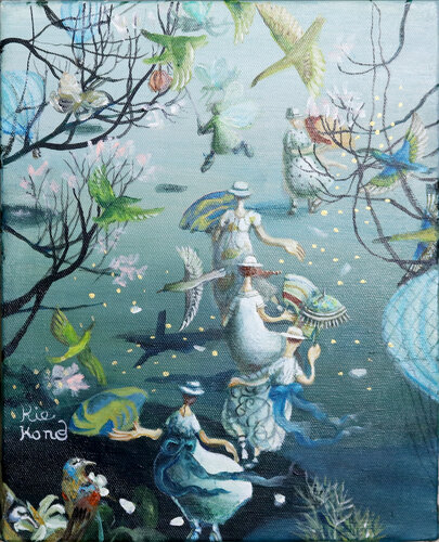 Girls like flowers van Rie Kono, Schilderij te koop op Singulart