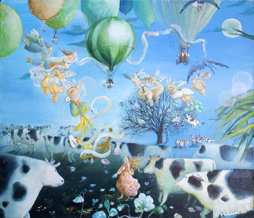 Love song for cows von Rie Kono, Malerei kaufen auf Singulart