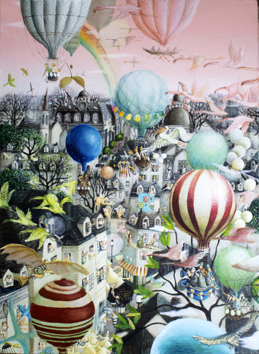 While singing a song di Rie Kono, Pittura in vendita su Singulart