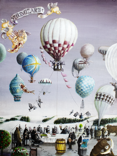 Snow viewing with drinks: “Yukimizake” van Rie Kono, Schilderij te koop op Singulart