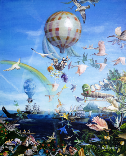 While we continue our journey van Rie Kono, Schilderij te koop op Singulart