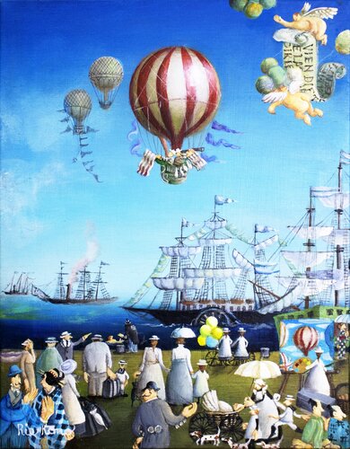 The sky is blue van Rie Kono, Schilderij te koop op Singulart