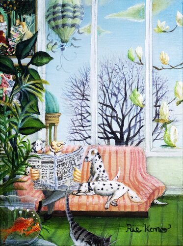 Let's go for a walk when the cherry blossoms bloom von Rie Kono, Malerei kaufen auf Singulart