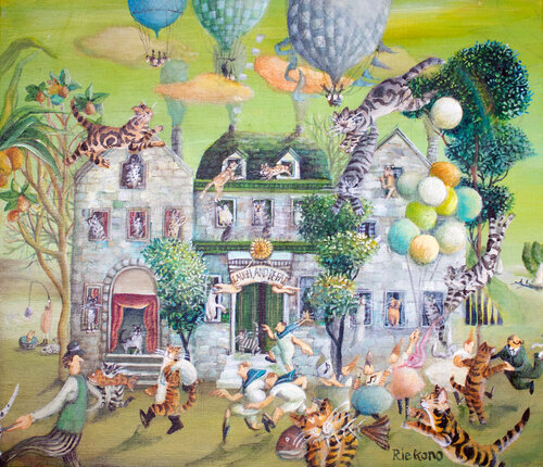 My life with cats van Rie Kono, Schilderij te koop op Singulart