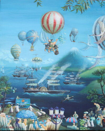 Balloon travel by Rie Kono, Painting for Sale on Singulart