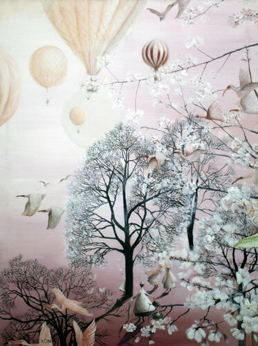 Under cherry trees von Rie Kono, Malerei kaufen auf Singulart