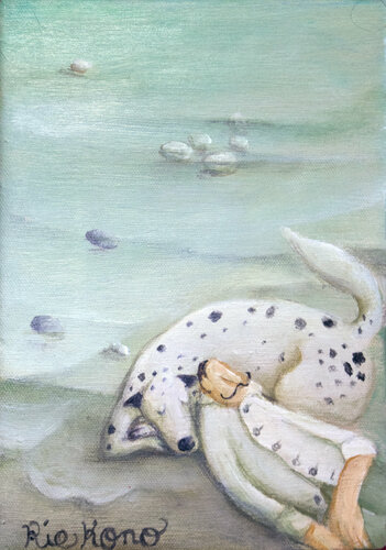 The tide was rising while we were taking a nap in our walk di Rie Kono, Pittura in vendita su Singulart