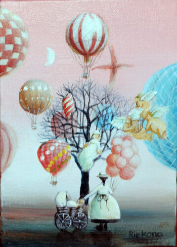 A nice melody is flowing. Flower, balloon and tree, these are a few of my favorites. von Rie Kono, Malerei kaufen auf Singulart