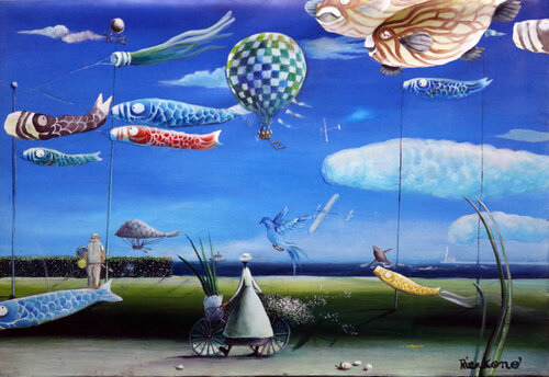 Swim high, streamers von Rie Kono, Malerei kaufen auf Singulart