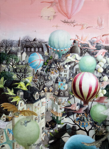 SING A SONG, THINK YOUR HOPES WITHOUT SINK( From and though the window) von Rie Kono, Malerei kaufen auf Singulart