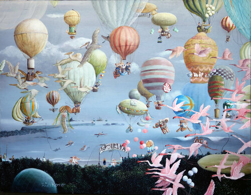 The joy of rising with rising balloon. von Rie Kono, Malerei kaufen auf Singulart