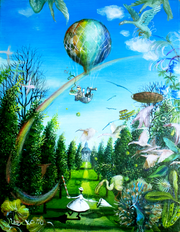 Rainbow-colored balloon Rie Kono