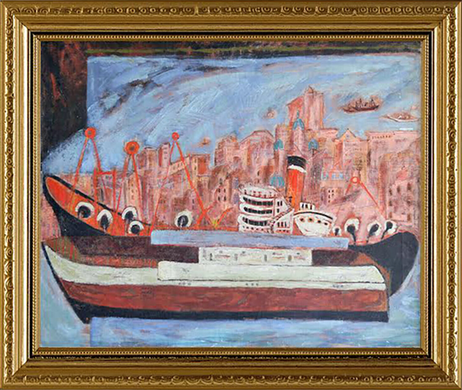 Seaport Carlos Merida Origineel schilderij te koop