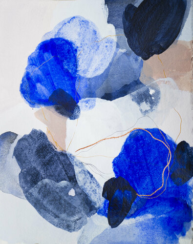Songe Bleu - de la série "Itinéraires B." (Blue dream) van Julia A. Etedi, Werk op papier te koop op Singulart