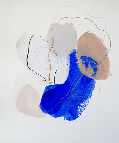 Bleu - de la série "Flowers" van Julia A. Etedi, Werk op papier te koop op Singulart