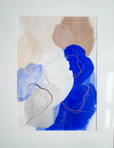 Bleu - de la série "Flowers" van Julia A. Etedi, Werk op papier te koop op Singulart