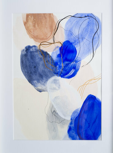 Bleu - de la série "Flowers" van Julia A. Etedi, Werk op papier te koop op Singulart