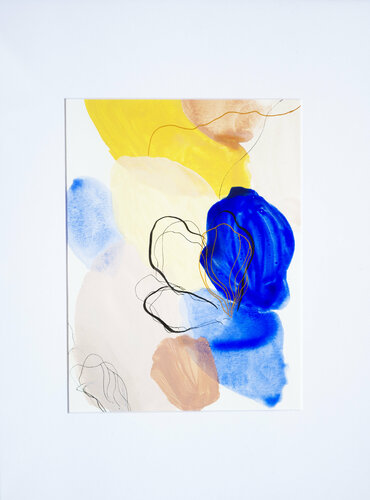 Bleu - de la série "Flowers" van Julia A. Etedi, Werk op papier te koop op Singulart