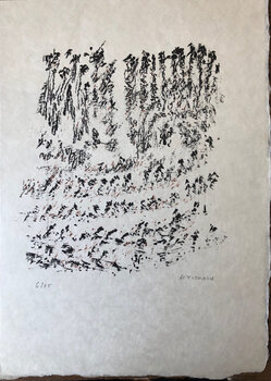 アンリ•ミショー(Henri Michaux)リトグラフ/額装+同作品掲載作品集 アンリ•ミショー(Henri Michaux)リトグラフ/額装+同作品掲載作品集
