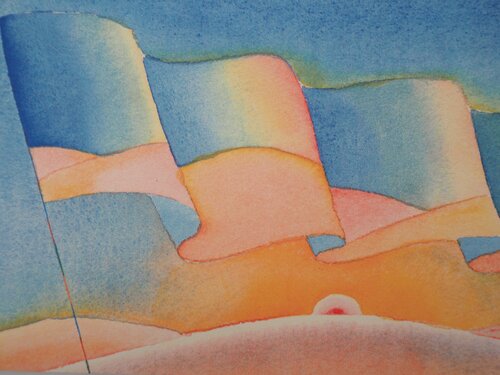 Etendard au coucher de soleil by Jean Michel Folon, Print for Sale on Singulart