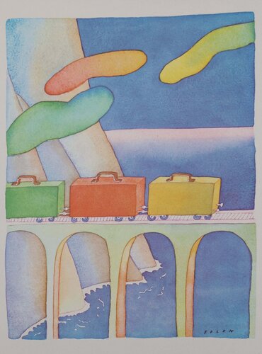 Le train de valises by Jean Michel Folon, Print for Sale on Singulart