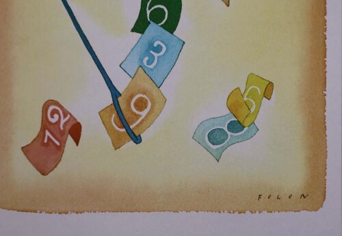 Chiffres volants et aiguilles di Jean Michel Folon, Stampa in vendita su Singulart