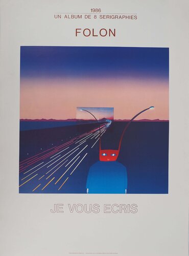 Japon, Je vous écris du Mont Fuji, Affiche originale par Jean Michel Folon, Édition en vente sur Singulart