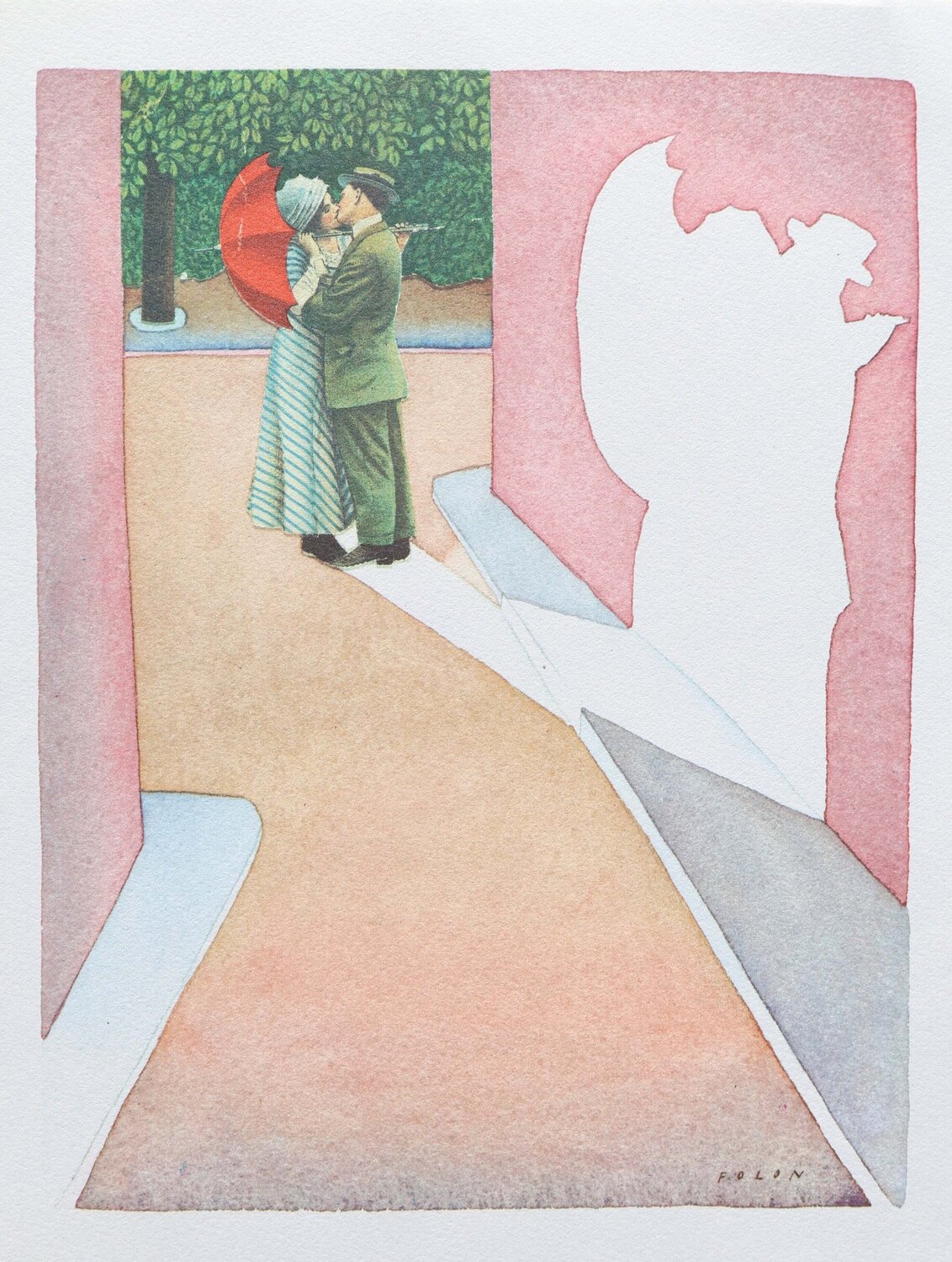 L'ombre des amoureux Jean Michel Folon Afdruk te koop