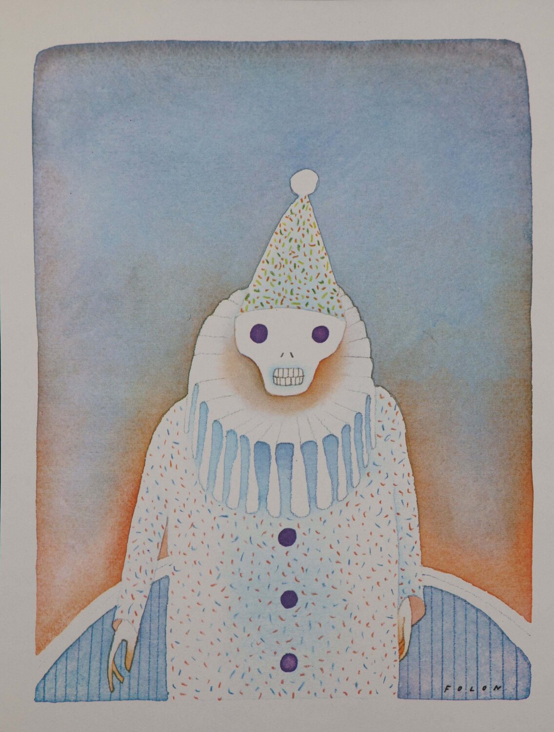 Le clown Jean Michel Folon Print for sale