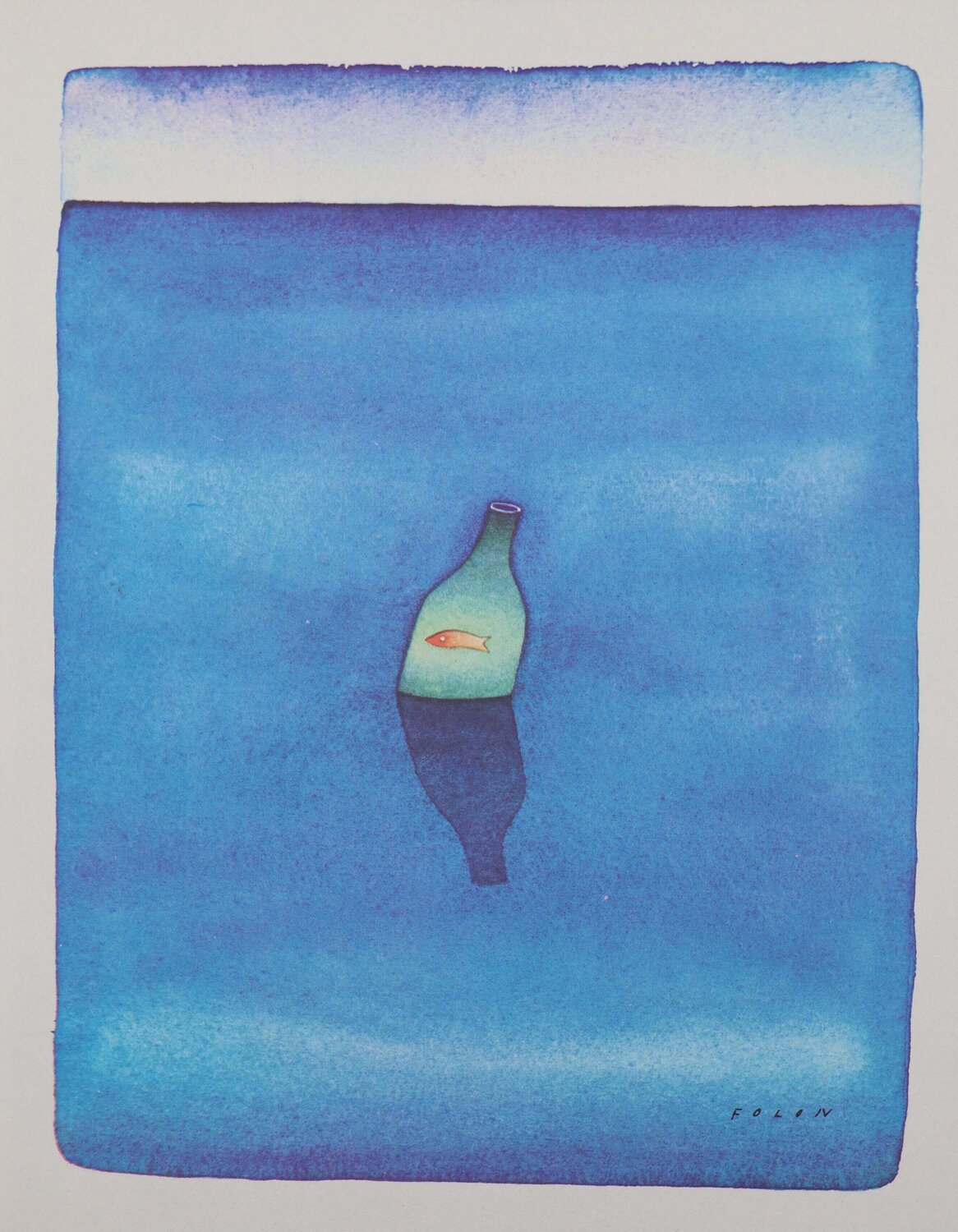La bouteille à la mer Jean Michel Folon Print for sale