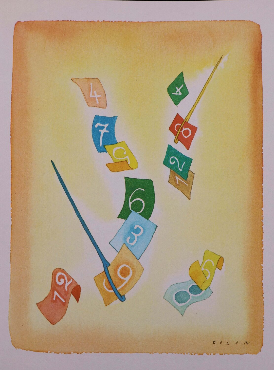 Chiffres volants et aiguilles Jean Michel Folon Print for sale